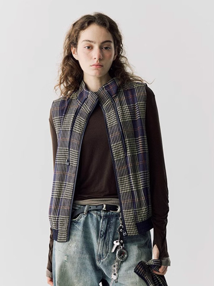 【2点セット】2way zip check blouson N4654 - NNine