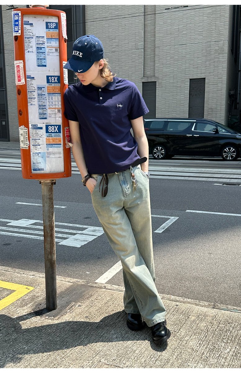 【230G】navy logo polo shirt N3665 - NNine