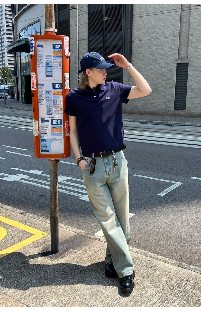 【230G】navy logo polo shirt N3665 - NNine