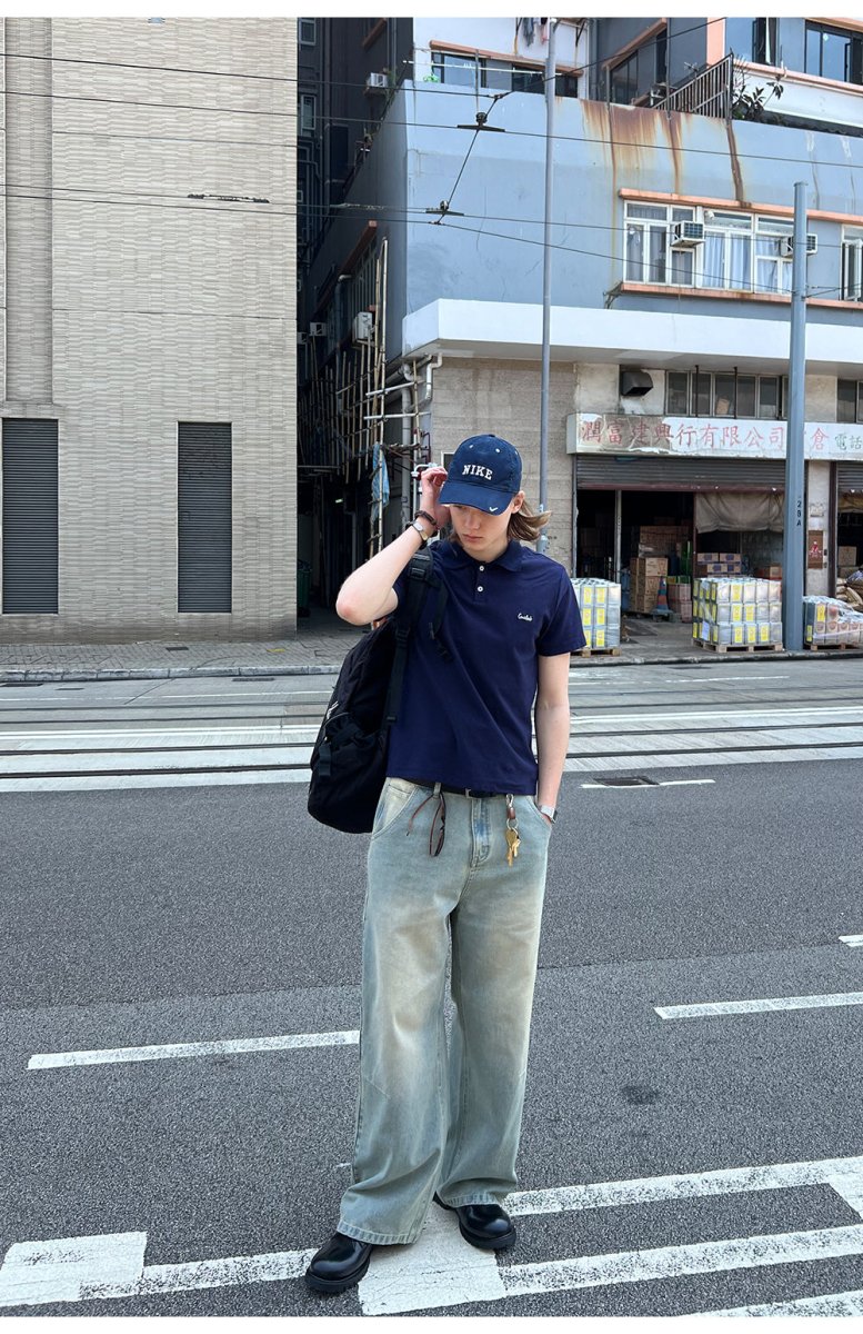 【230G】navy logo polo shirt N3665 - NNine