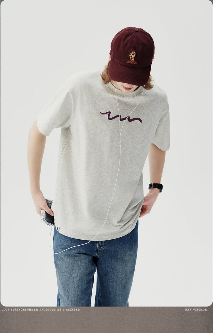 【240G】Basic graffiti print T-shirt N3369 - NNine