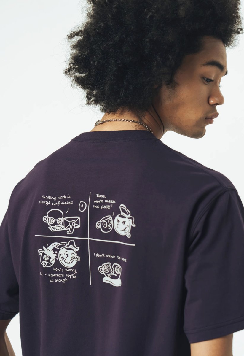 【240G】coffee back print t - shirt N3587 - NNine