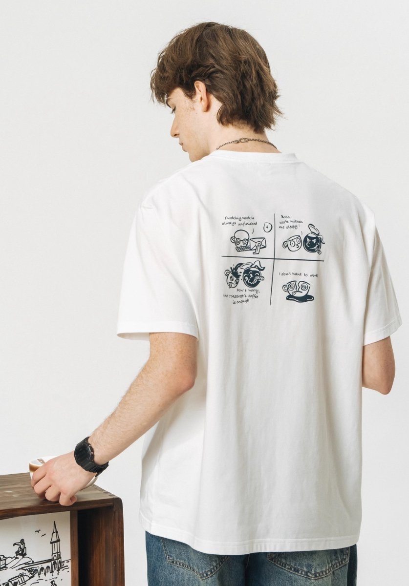 【240G】coffee back print t - shirt N3587 - NNine