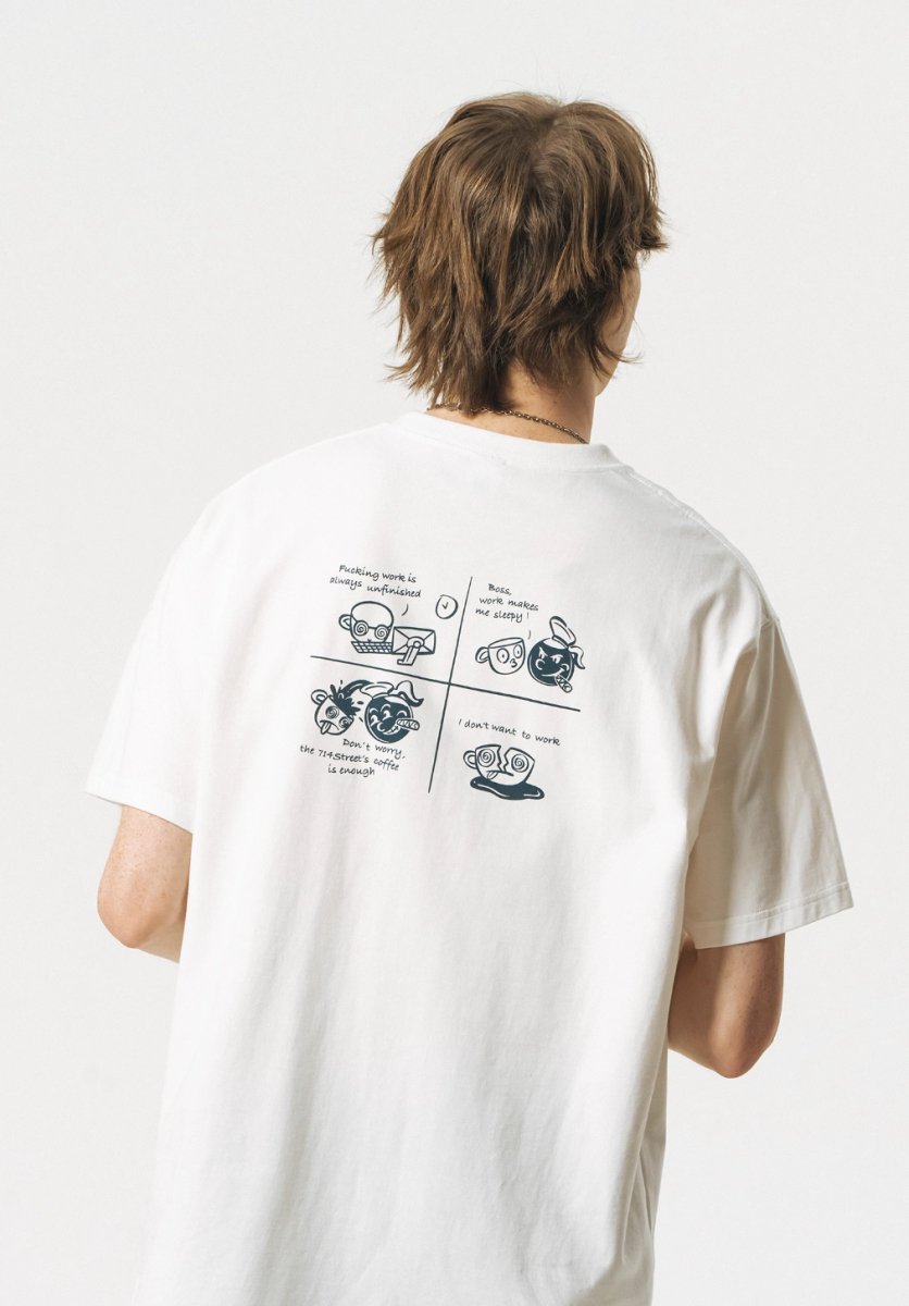 【240G】coffee back print t - shirt N3587 - NNine