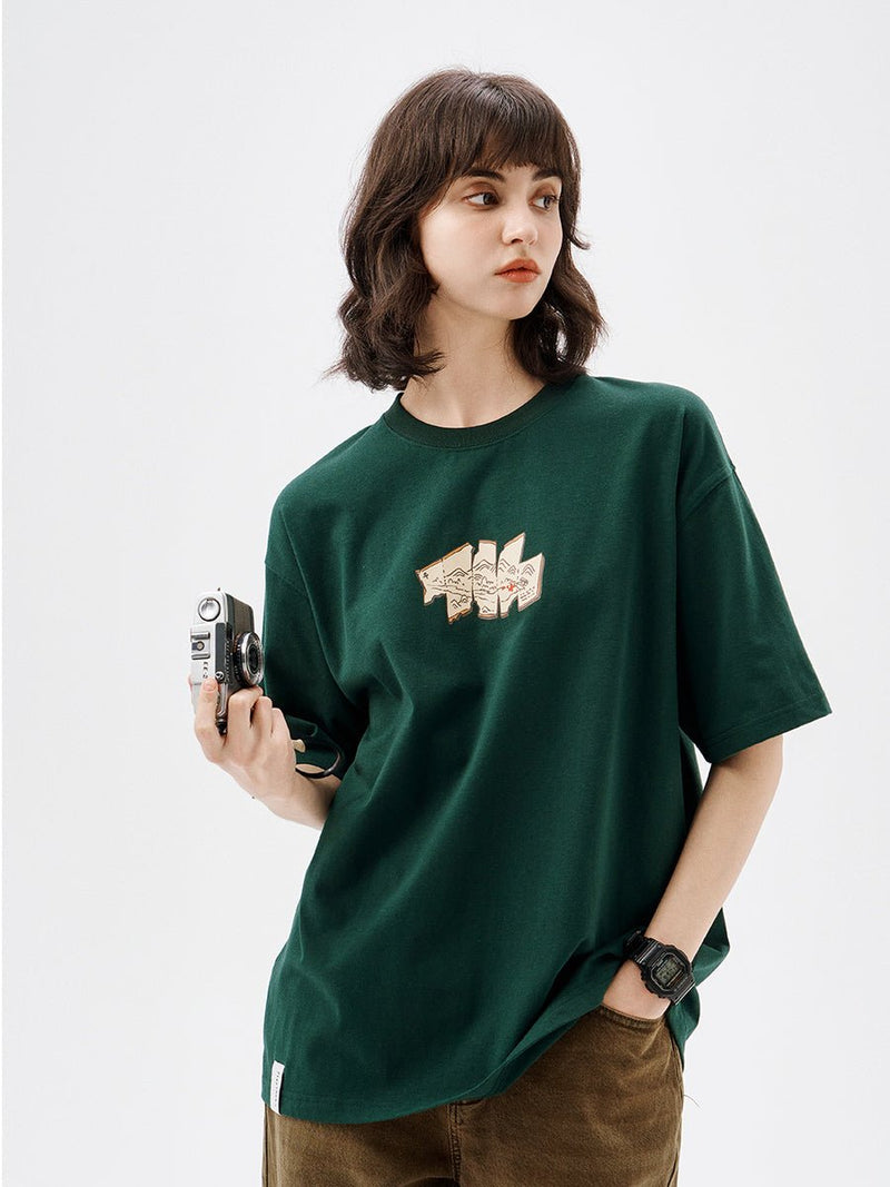 【240G】map print t - shirt N3608 - NNine