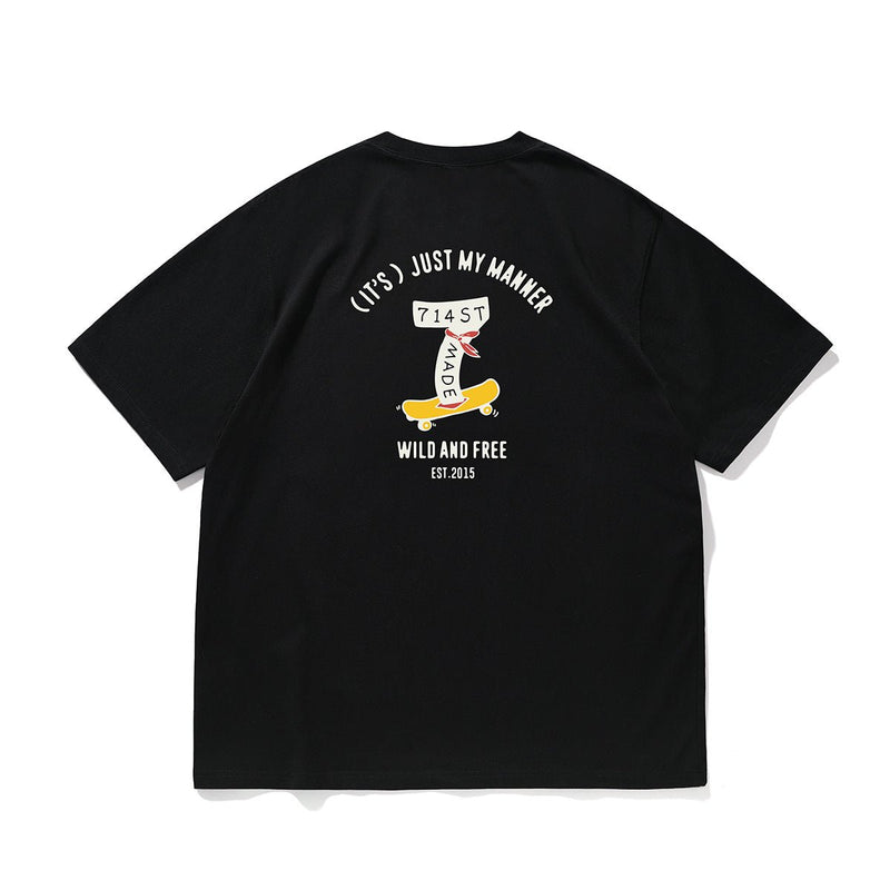 【240G】Skateboard logo print T - shirt N3612 - NNine