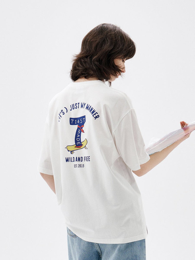 【240G】Skateboard logo print T - shirt N3612 - NNine