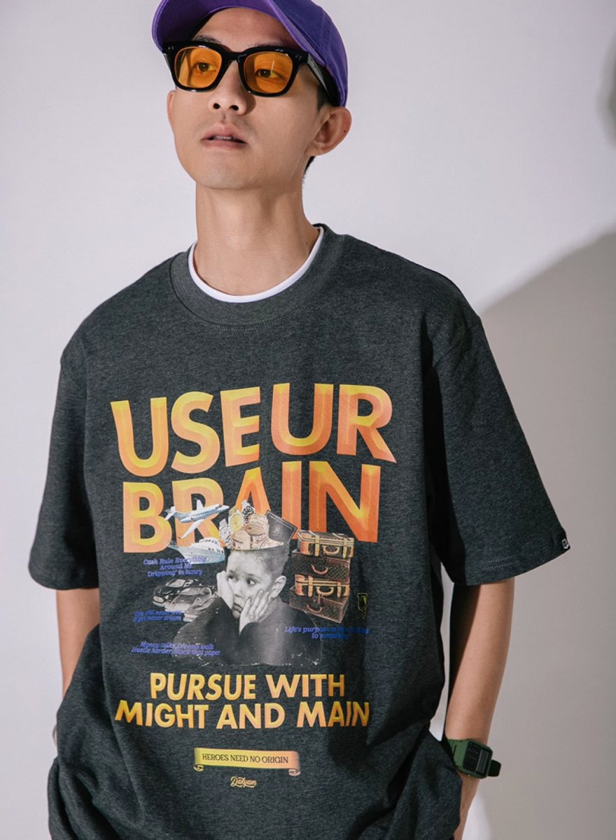 【250G】BRAIN print T-shirt N3317 - NNine