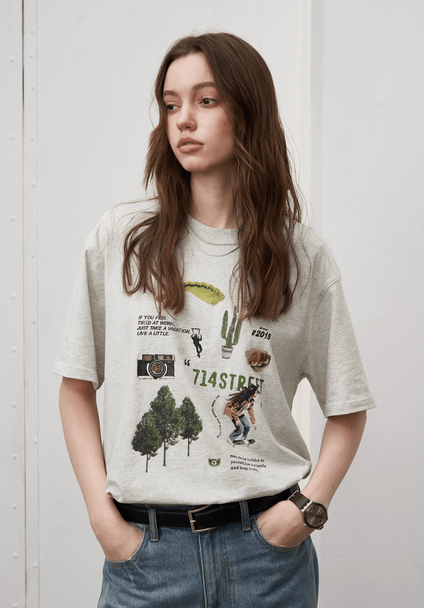 【250G】Cracked Print T-shirt / クラック プリント Tシャツ 半袖 ヴィンテージ 古着風 N5313 - ファッション通販 NNine(ナイン)