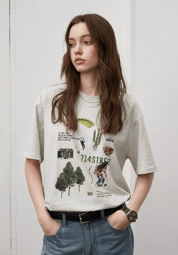 【250G】Cracked Print T-shirt / クラック プリント Tシャツ 半袖 ヴィンテージ 古着風 N5313 - ファッション通販 NNine(ナイン)