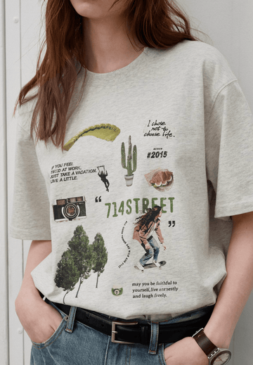 Cracked Print T-shirt / クラック プリント Tシャツ 半袖
