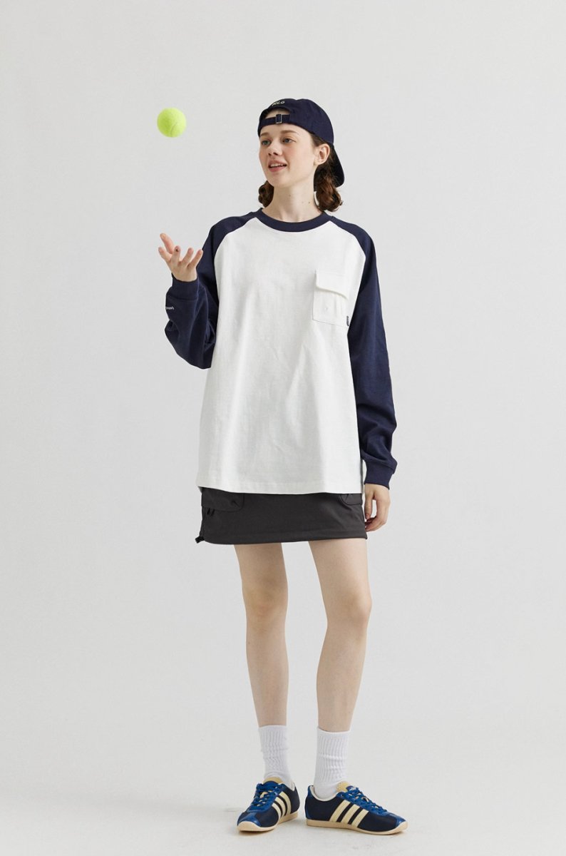 【260G】Raglan sleeve print T-shirt / 天竺綿ポケット付ラグランロンT N4132 - NNine