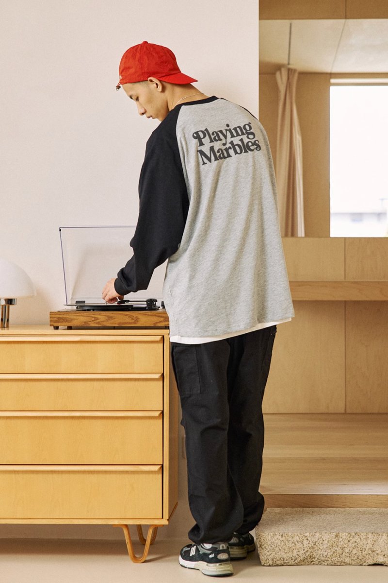 【260G】Raglan sleeve print T-shirt / 天竺綿ポケット付ラグランロンT N4132 - NNine