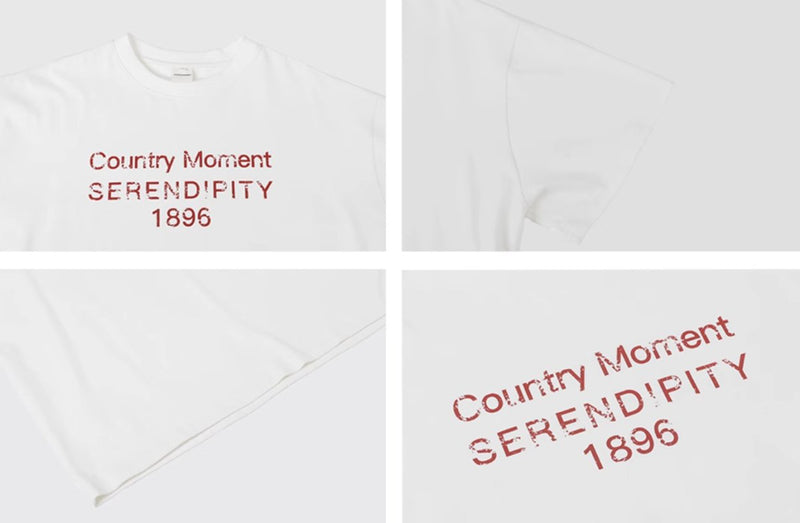 【260G】Retro font logo print T - shirt N3671 - NNine