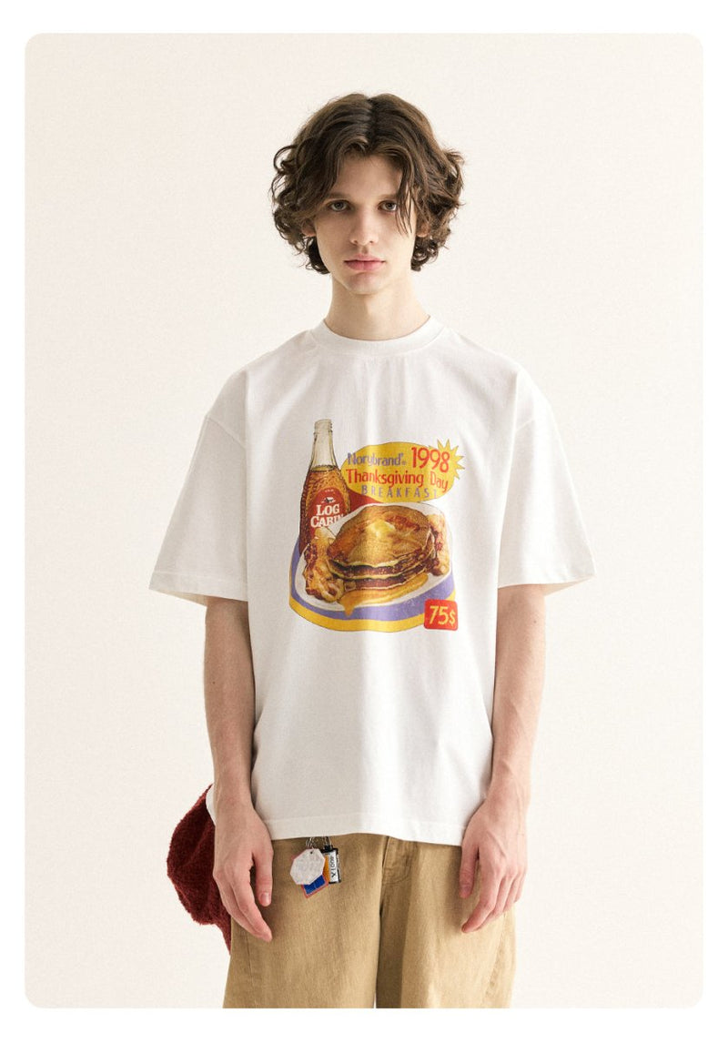 【275G】breakfast print t - shirt / レトロプリントT N3741 - NNine