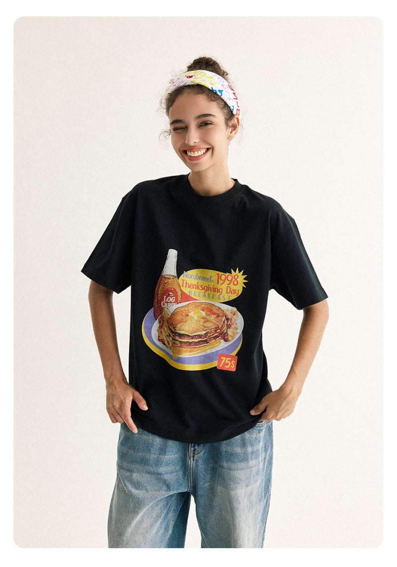 【275G】breakfast print t - shirt / レトロプリントT N3741 - NNine