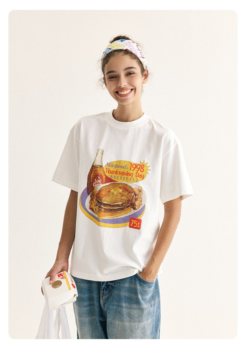 【275G】breakfast print t - shirt / レトロプリントT N3741 - NNine