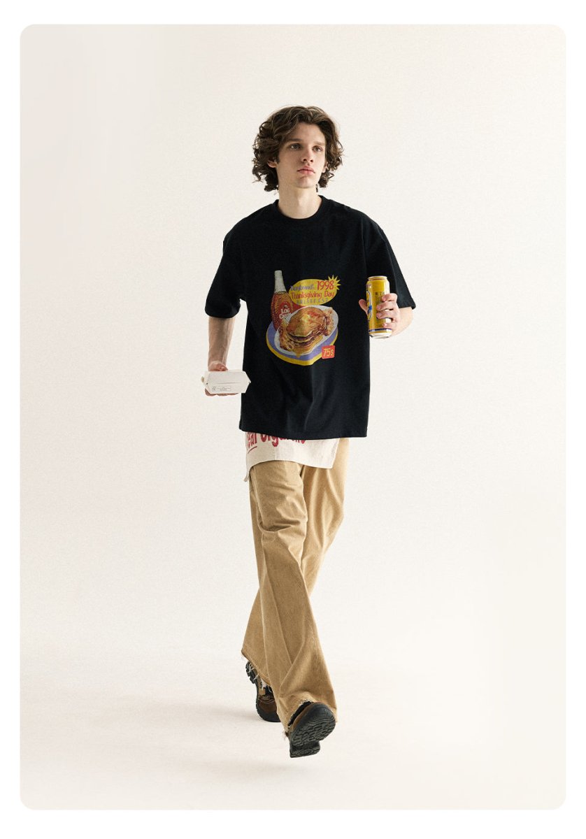【275G】breakfast print t - shirt / レトロプリントT N3741 - NNine