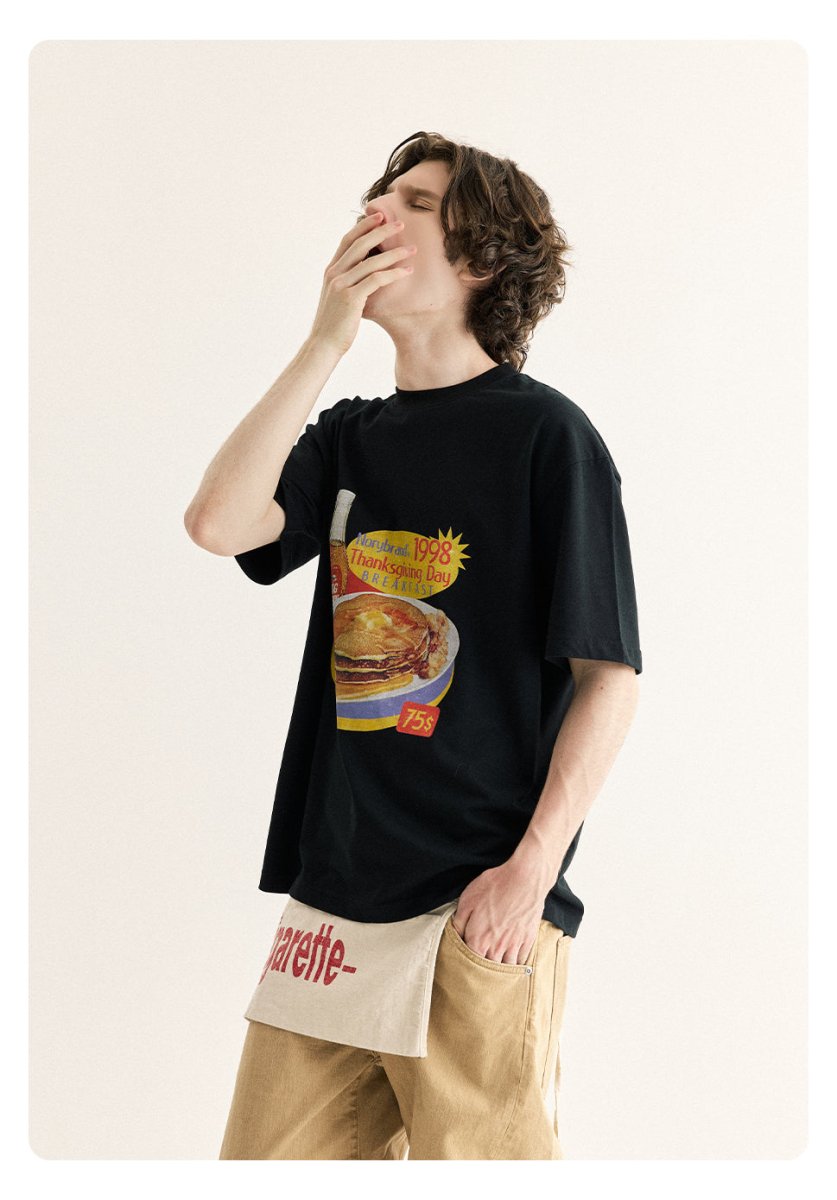 【275G】breakfast print t - shirt / レトロプリントT N3741 - NNine