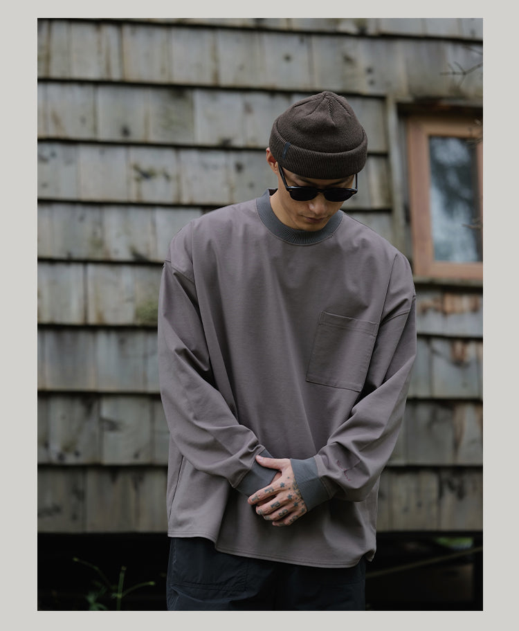 Roman cotton pocket T-shirt / ポケット付きロンT  N4463