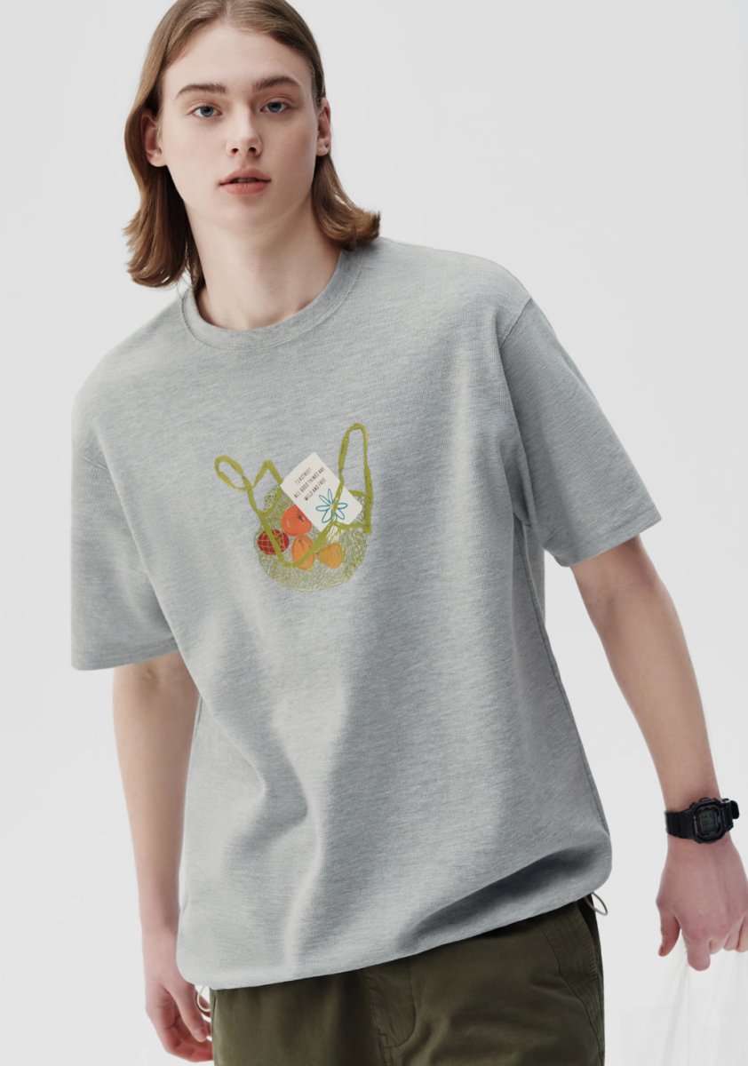 【280G】Draw code waffle T -shirt　N231 - NNine