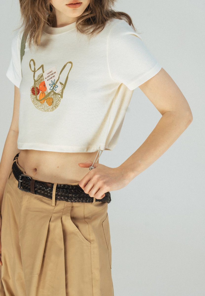 【280G】Draw code waffle T -shirt　N231 - NNine