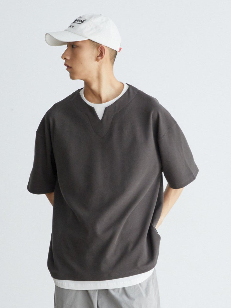 【280G】Faux layered waffle short sleeve T - shirt / ワッフルT N3904 - NNine