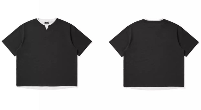 【280G】Faux layered waffle short sleeve T - shirt / ワッフルT N3904 - NNine