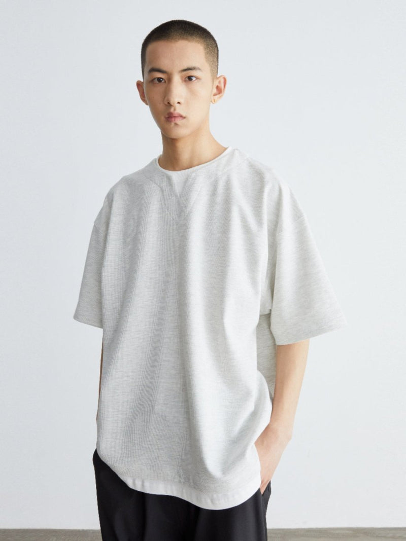 【280G】Faux layered waffle short sleeve T - shirt / ワッフルT N3904 - NNine