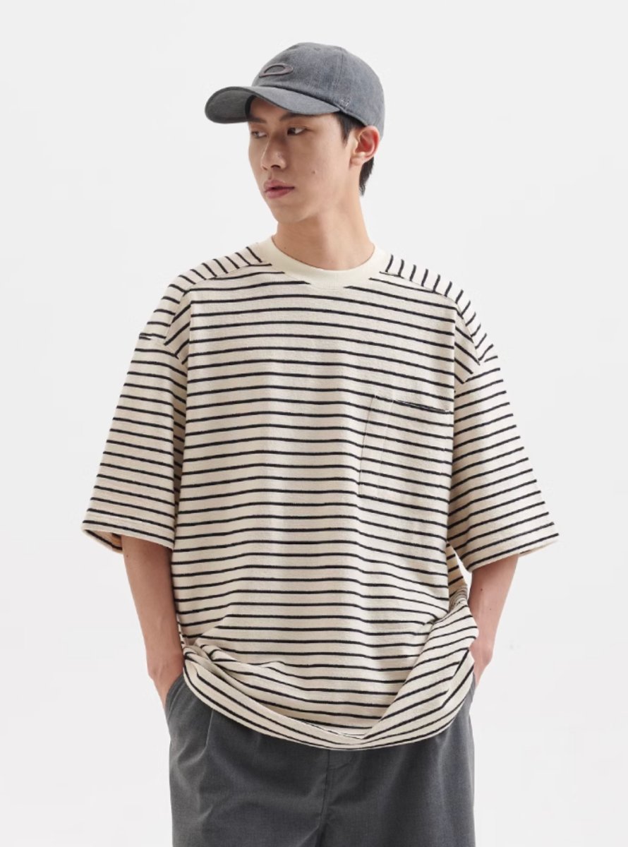 【280G】pocket border t - shirt N3866 - NNine