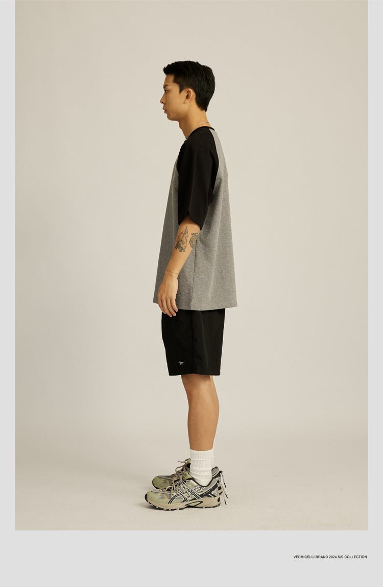【280G】Raglan sleeve logo print T-shirt N3457 - NNine