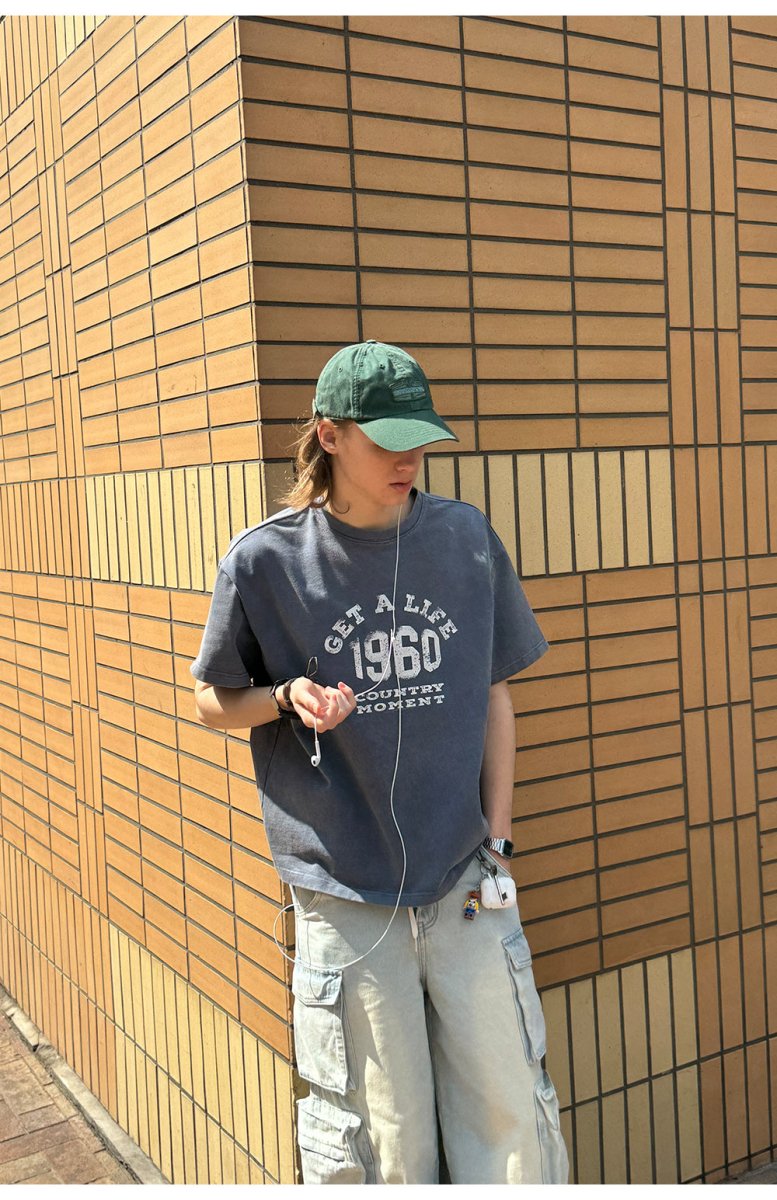 【290G】1960 Sand Wash Print T - Shirt N3826 - NNine