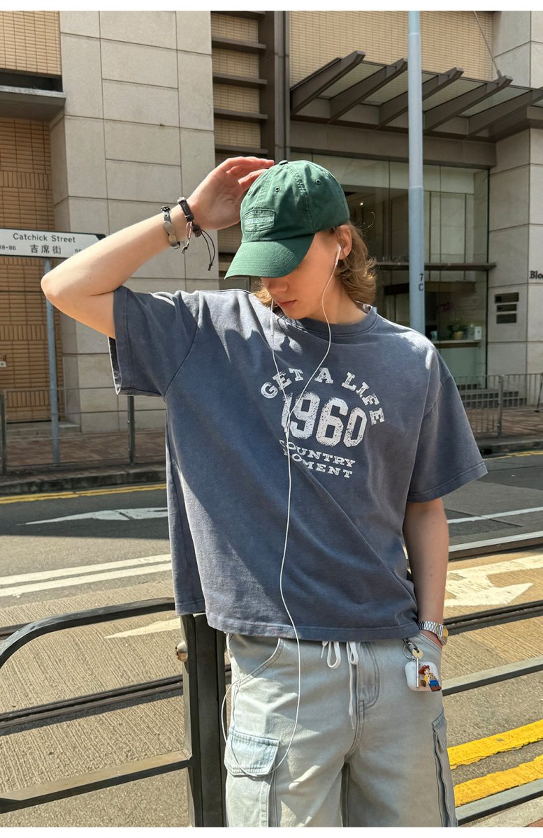 【290G】1960 Sand Wash Print T - Shirt N3826 - NNine