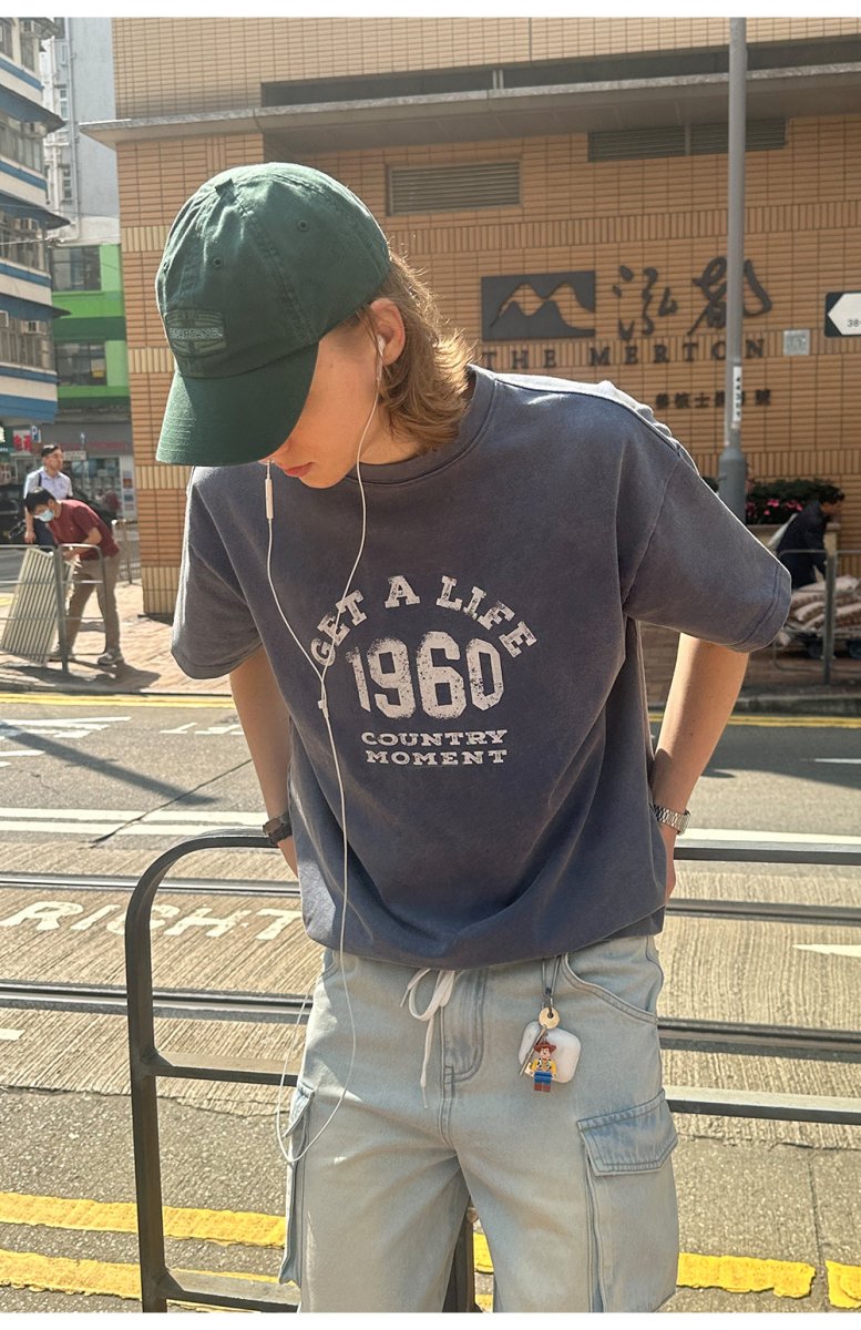 【290G】1960 Sand Wash Print T - Shirt N3826 - NNine