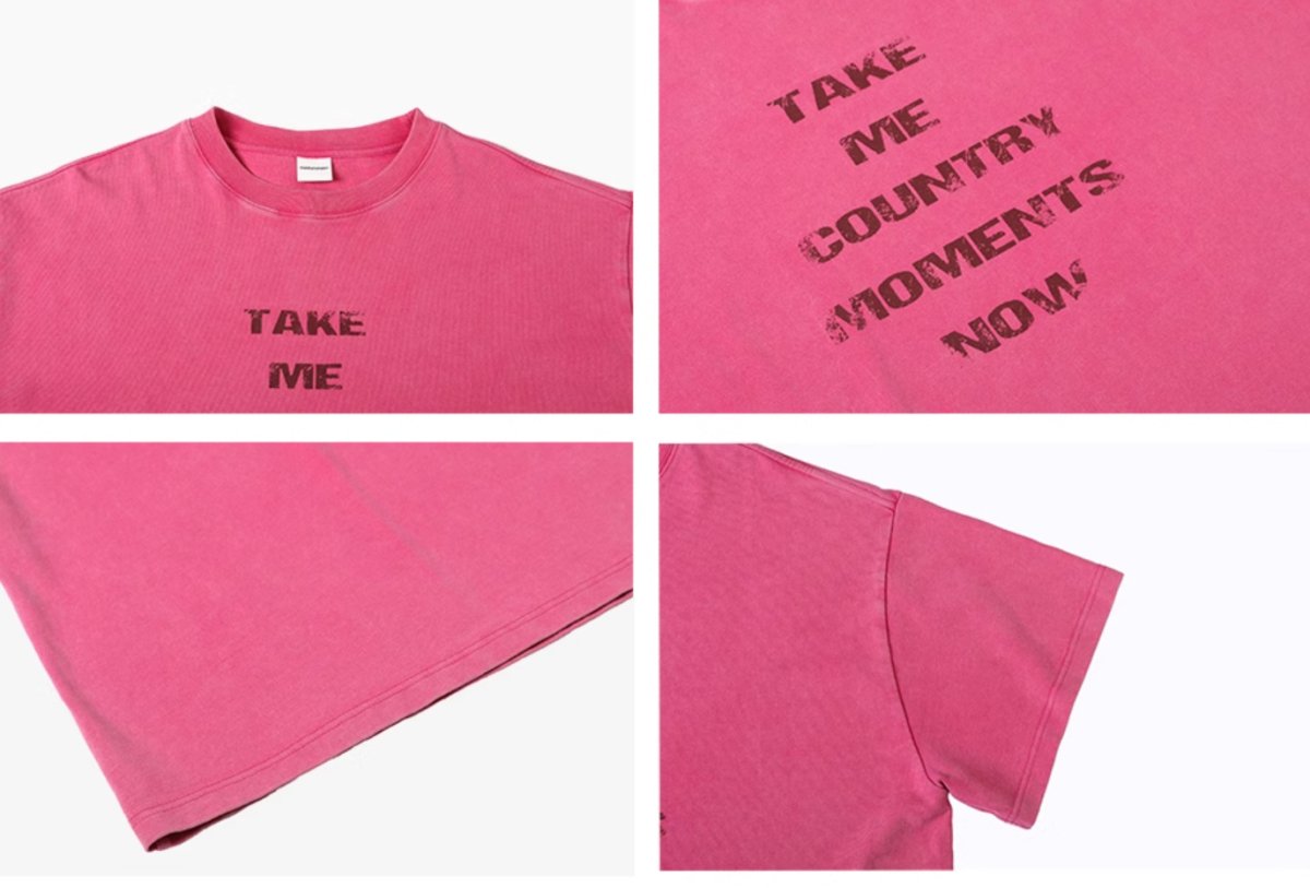 【290G】Washed letter print T - shirt N3739 - NNine