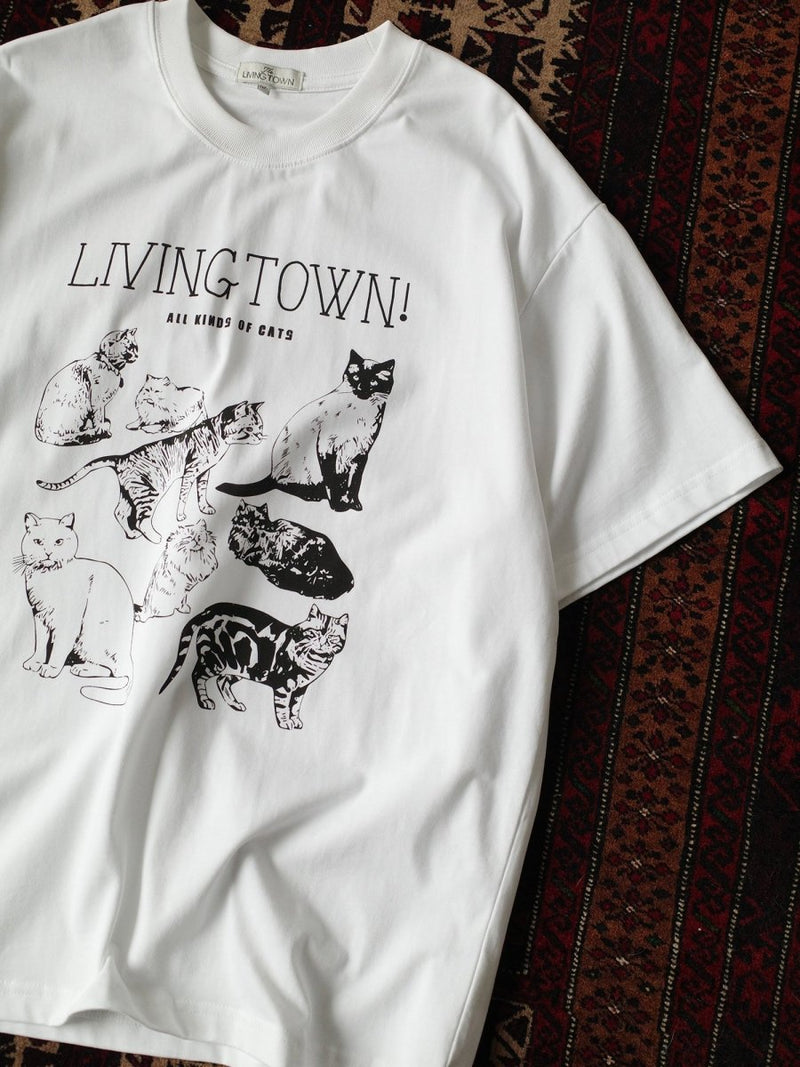 【295G】cats print t-shirt N3544 - NNine