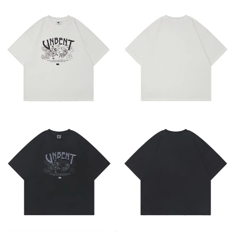 【300G】Dragon Tiger Logo Print T - shirt N3942 - NNine