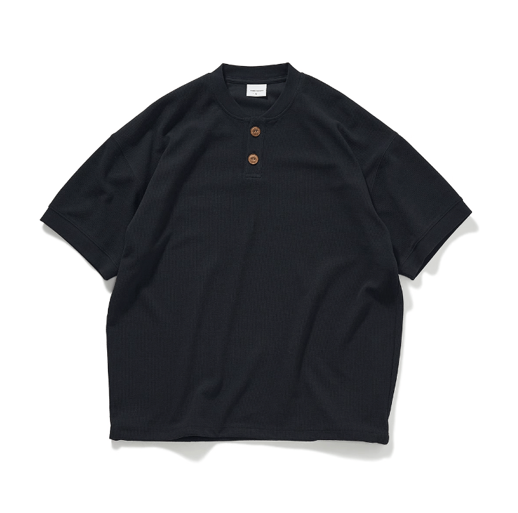 【300G】Henley collar waffle short sleeve T-shirt N5133 - ファッション通販 NNine(ナイン)