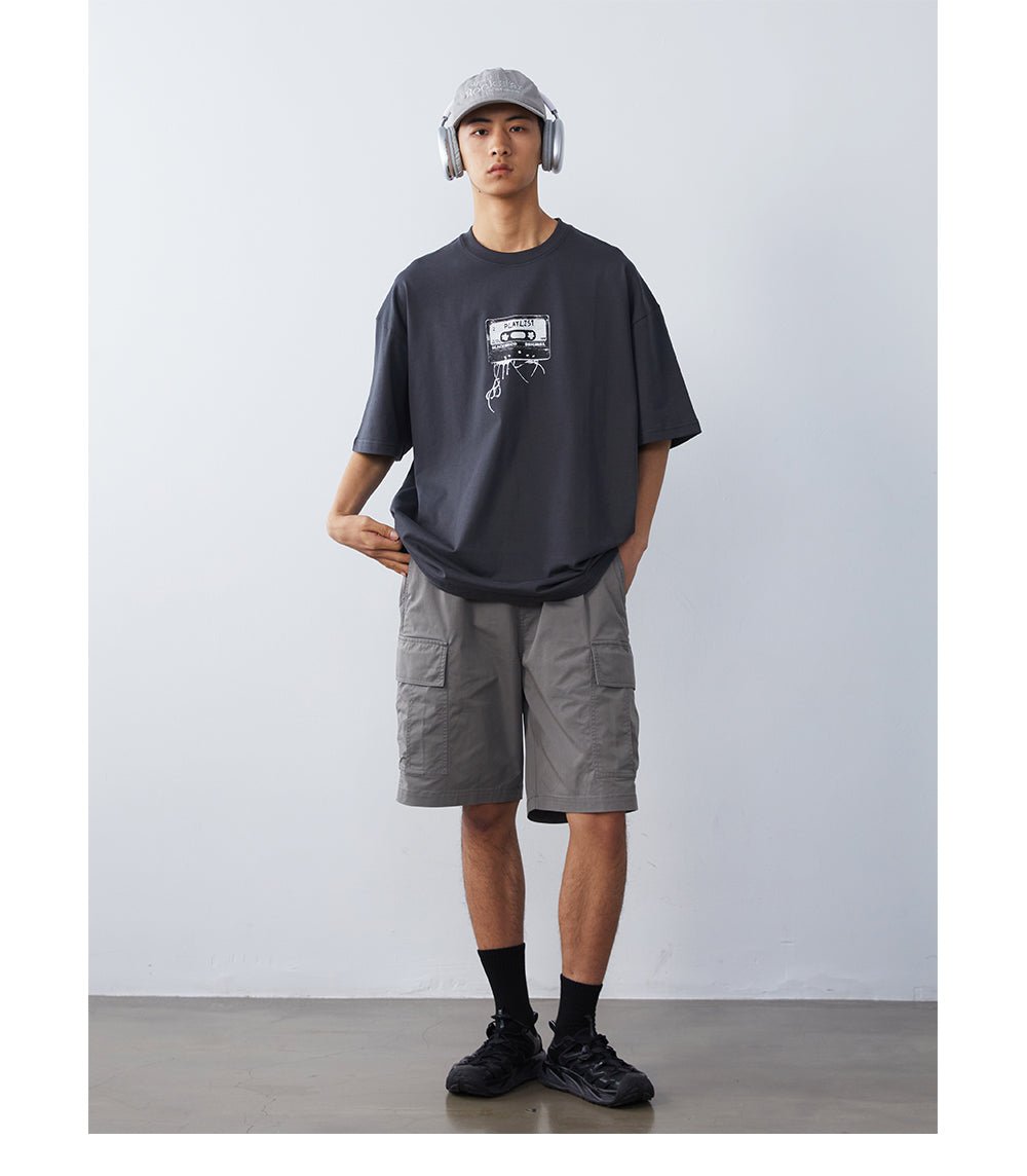 【300G】Retro cassette tape print T - shirt N3597 - NNine