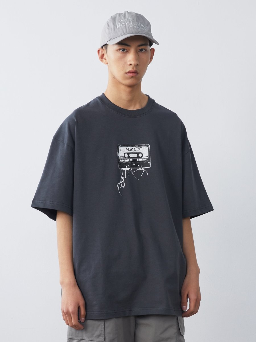 【300G】Retro cassette tape print T - shirt N3597 - NNine