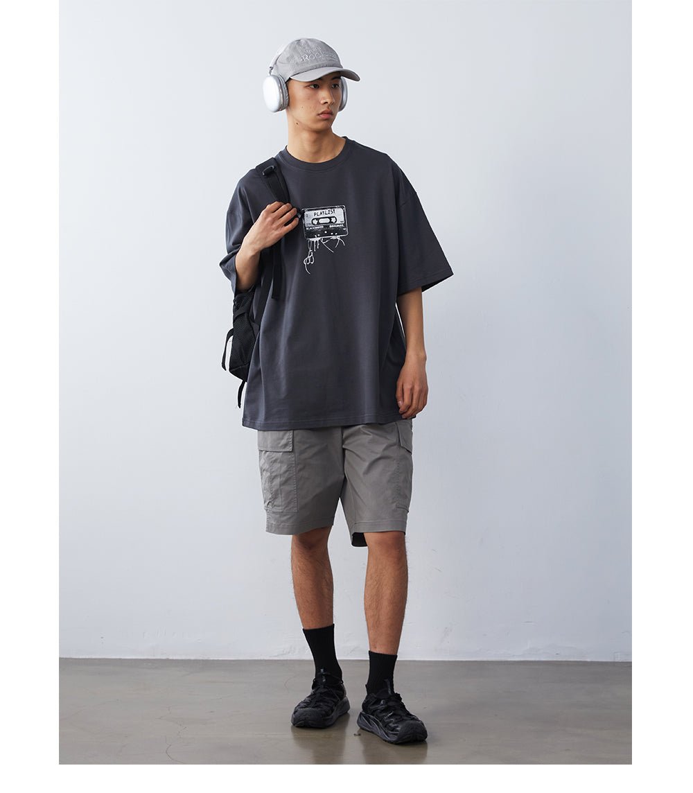 【300G】Retro cassette tape print T - shirt N3597 - NNine