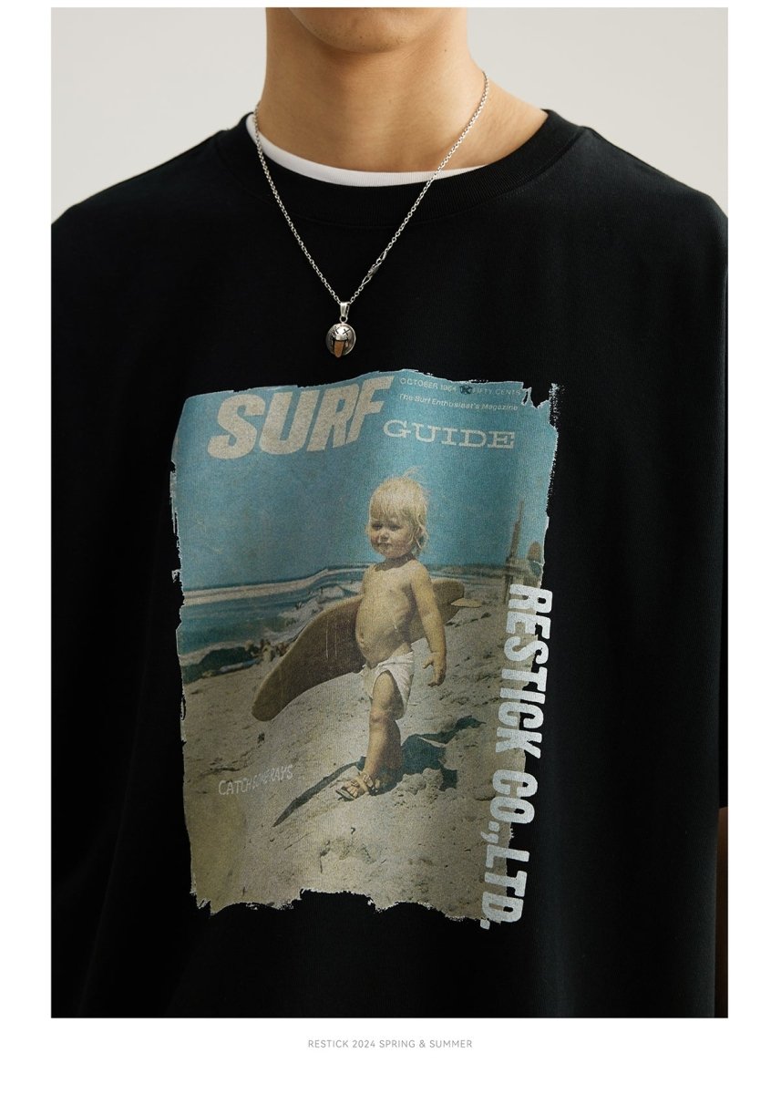 【300G】Retro photo print T-shirt N3562 - NNine