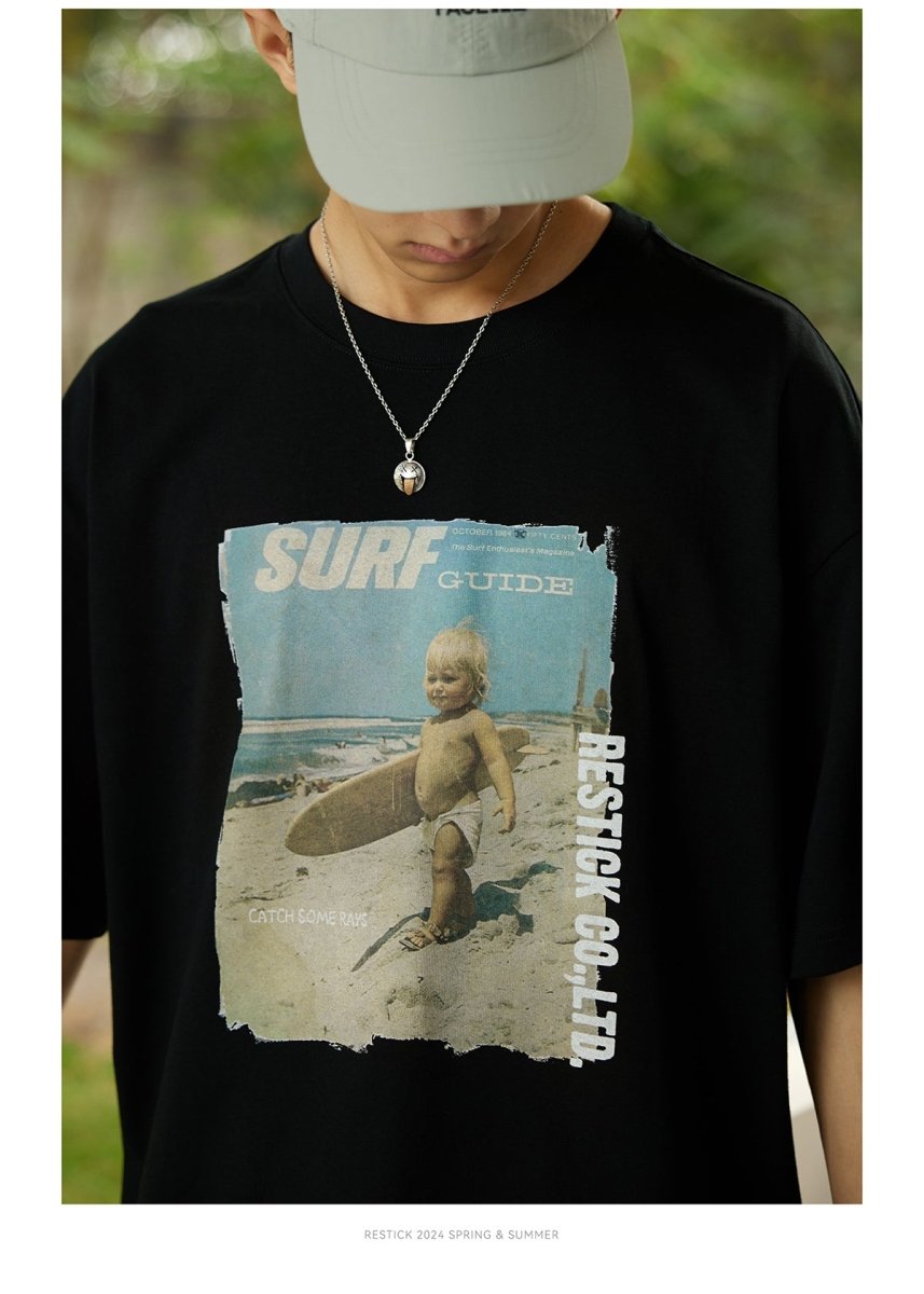 【300G】Retro photo print T-shirt N3562 - NNine