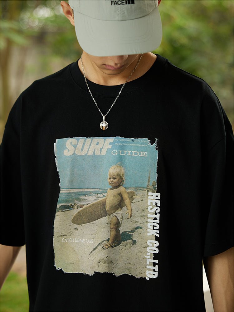 【300G】Retro photo print T-shirt N3562 - NNine