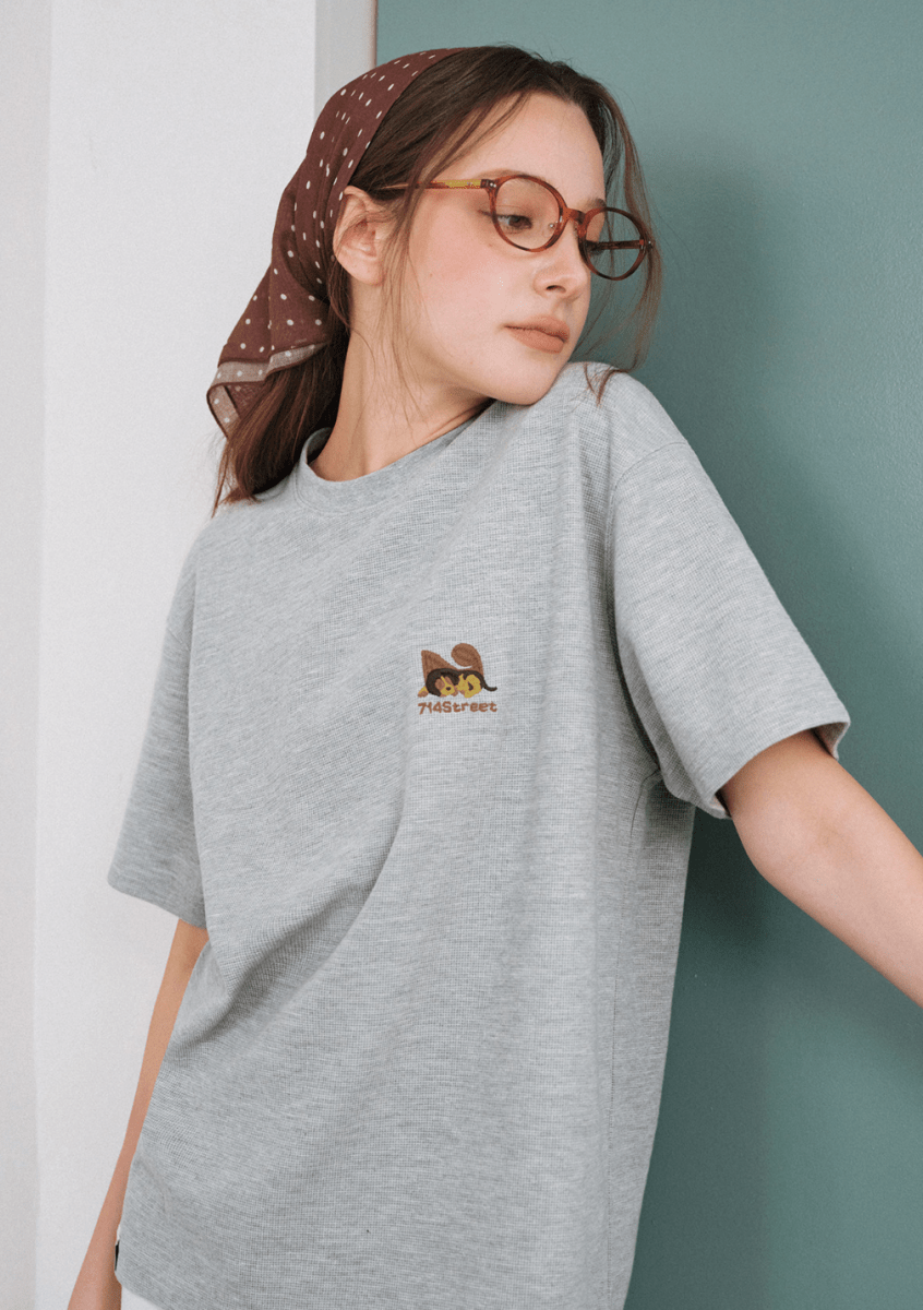 【300G】ビーグルプリントワッフルTシャツ N6795 - ファッション通販NNine（ナイン）