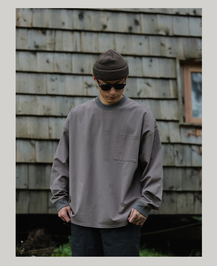 Roman cotton pocket T-shirt / ポケット付きロンT  N4463