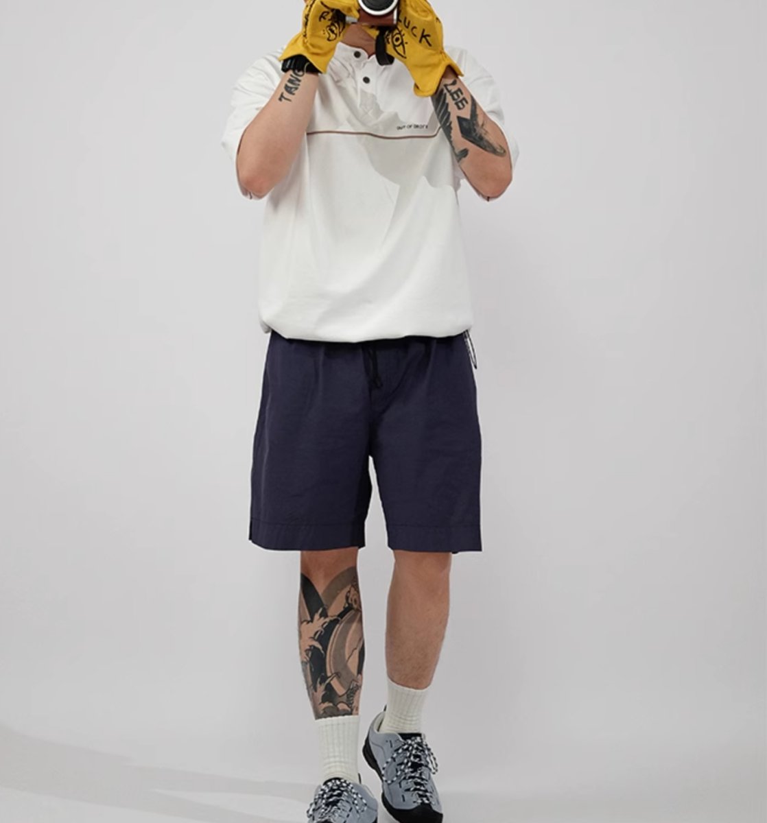 【310G】collarless polo shirt / ドローコード付きヘンリーシャツ N3761 - NNine
