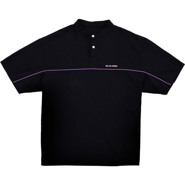 【310G】collarless polo shirt / ドローコード付きヘンリーシャツ N3761 - NNine