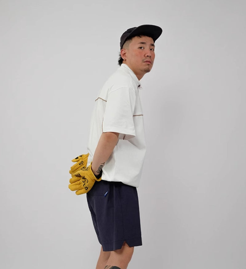 【310G】collarless polo shirt / ドローコード付きヘンリーシャツ N3761 - NNine