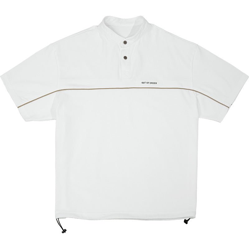 【310G】collarless polo shirt / ドローコード付きヘンリーシャツ N3761 - NNine